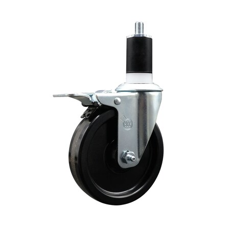 Service Caster 5'' SS Phenolic Swivel 1-1/2'' Expanding Stem Caster Total Lock Brake SCC-SSEXTTL20S514-PHS-112